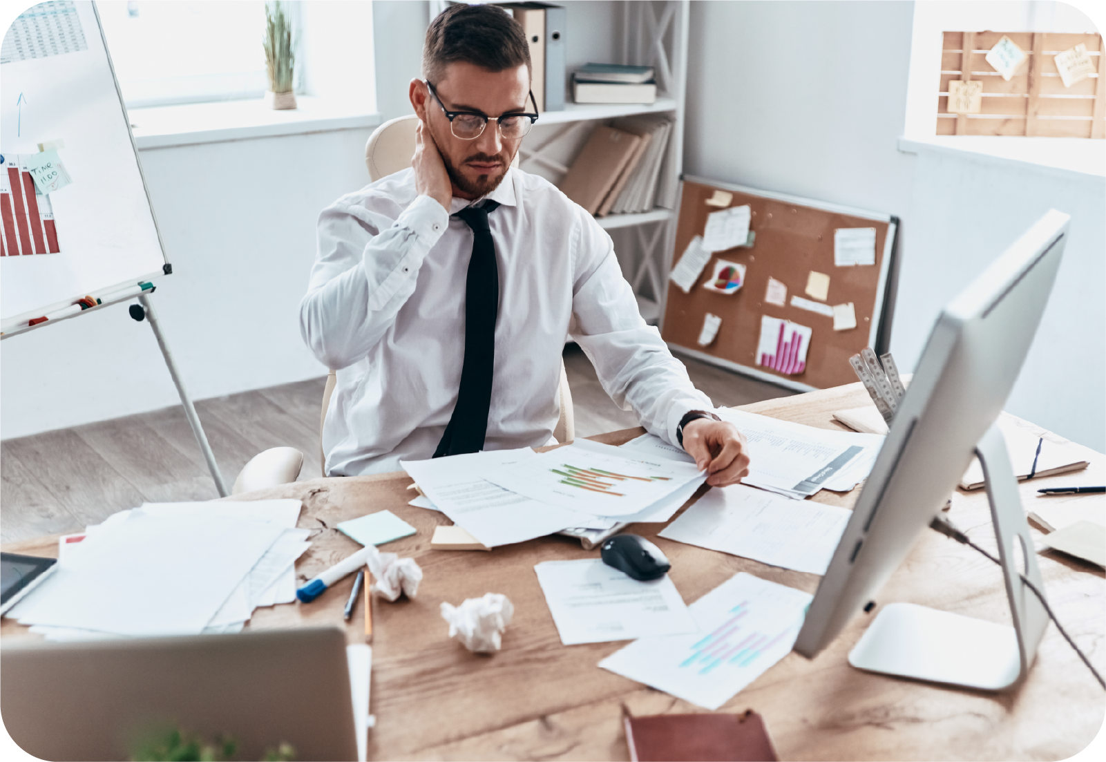 Busy Man at Desk